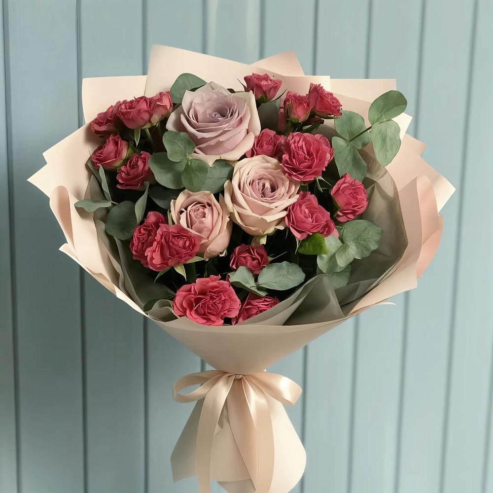 Букет цветов из: Гвоздики и Розы в Марьинской