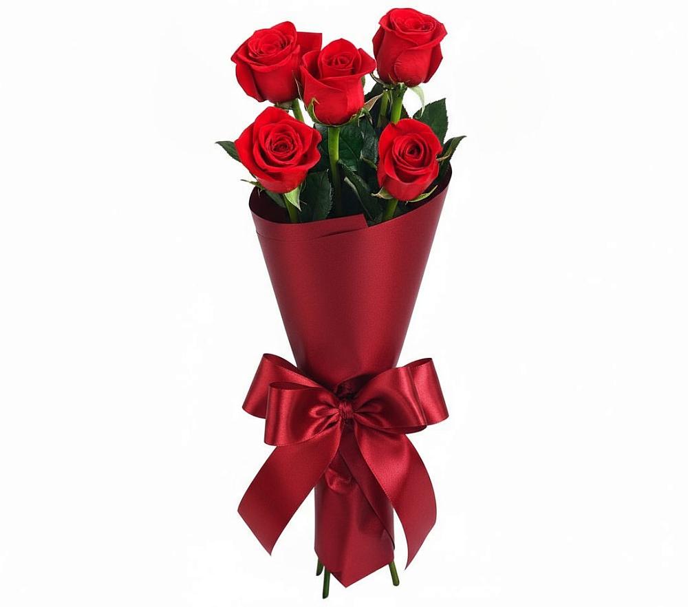 Букет 5 Красных роз Эдлесс Лав в Марьинской