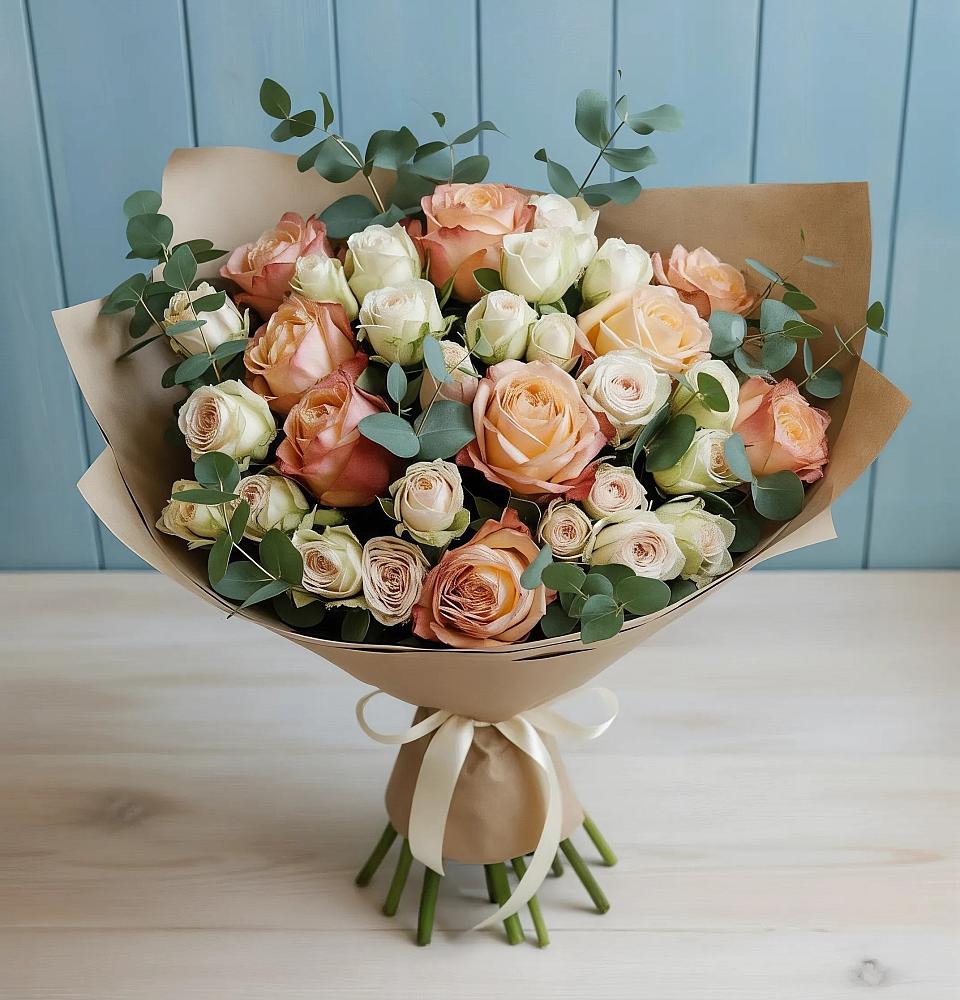 Букет цветов из: Альстромерии и Розы в Марьинской