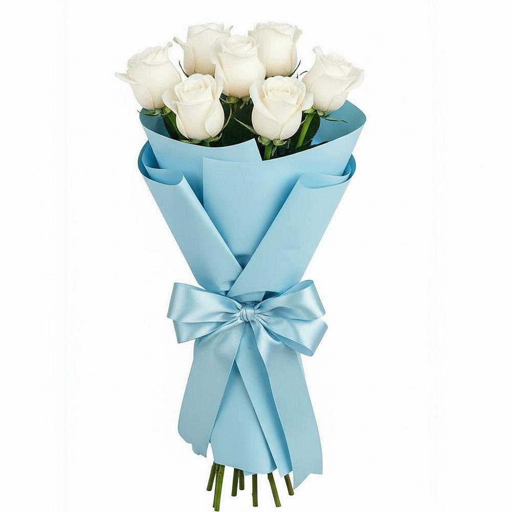 Букет 7 белых роз Проуд в Марьинской