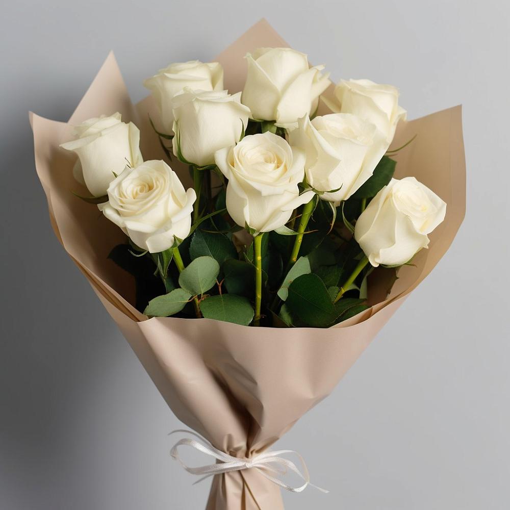 Букет 9 Белых роз Эдлесс Лав в Марьинской