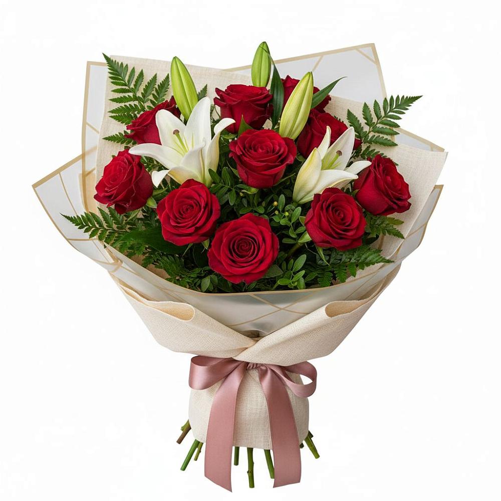 Букет цветов из: Лилии и Розы в Марьинской