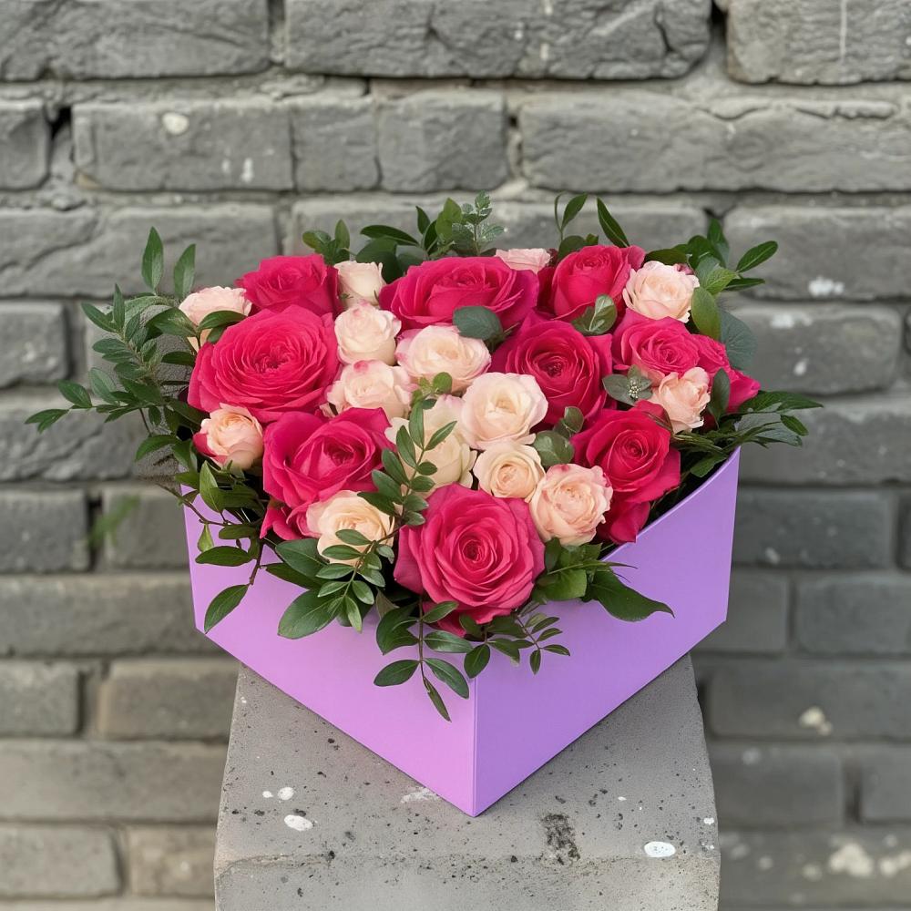 Цветочная композиция из Розы в коробке в Марьинской