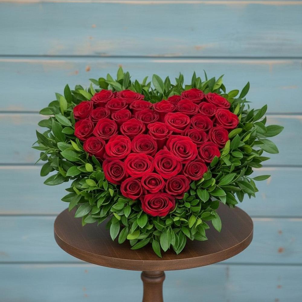 Цветочная композиция из Розы в виде сердца в Марьинской