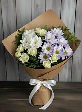 Букет цветов из:  Хризантемы и Розы в Марьинской