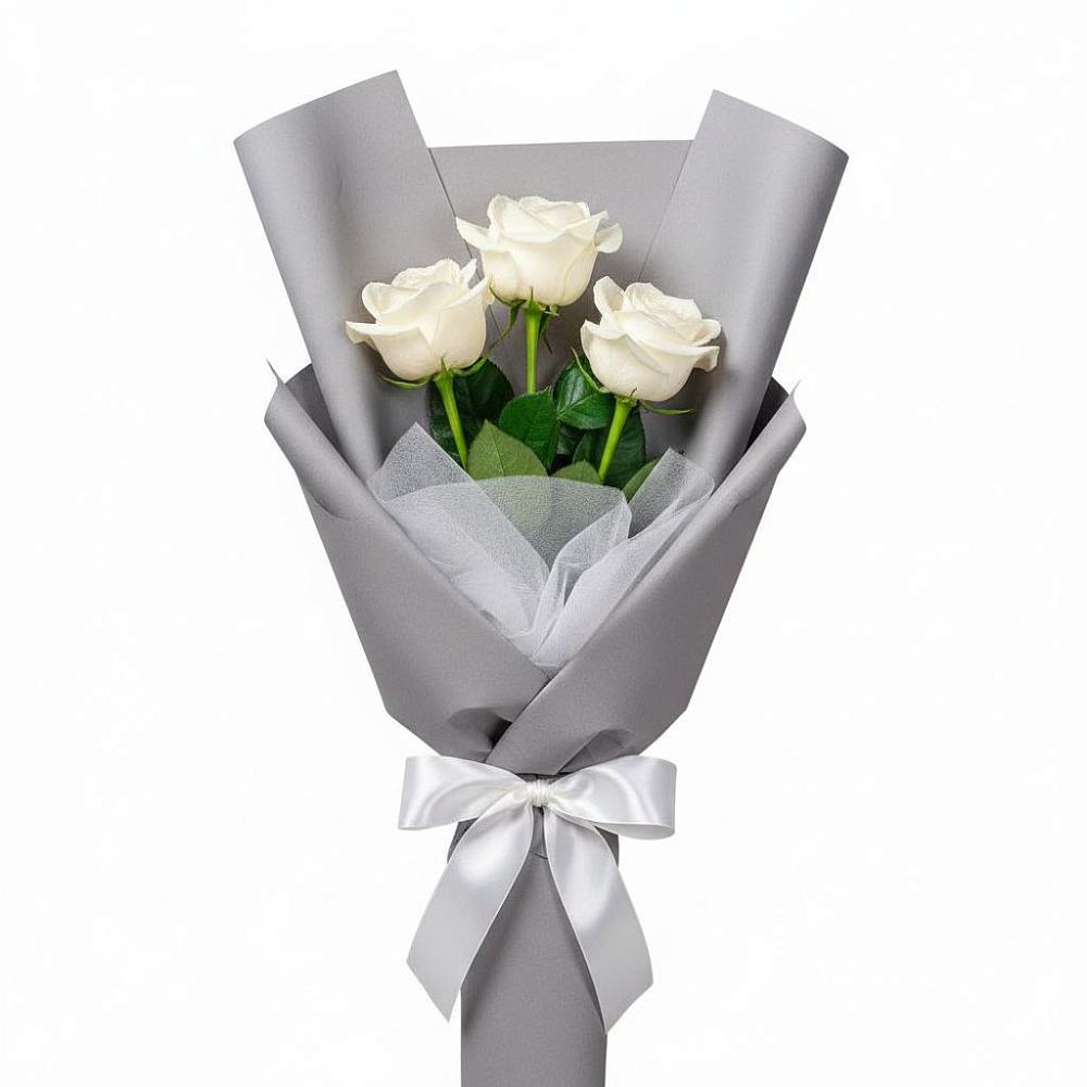 Букет 3 белые розы в Марьинской