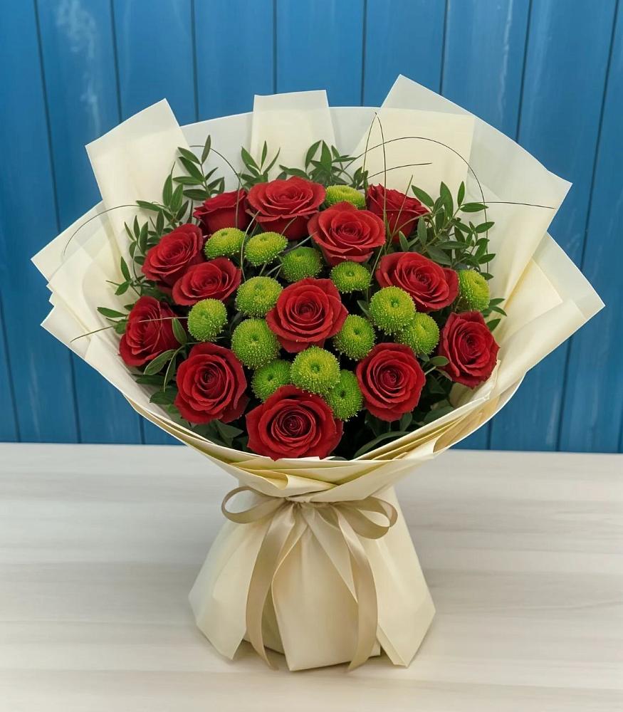 Букет цветов из: Розы и Хризантемы в Марьинской